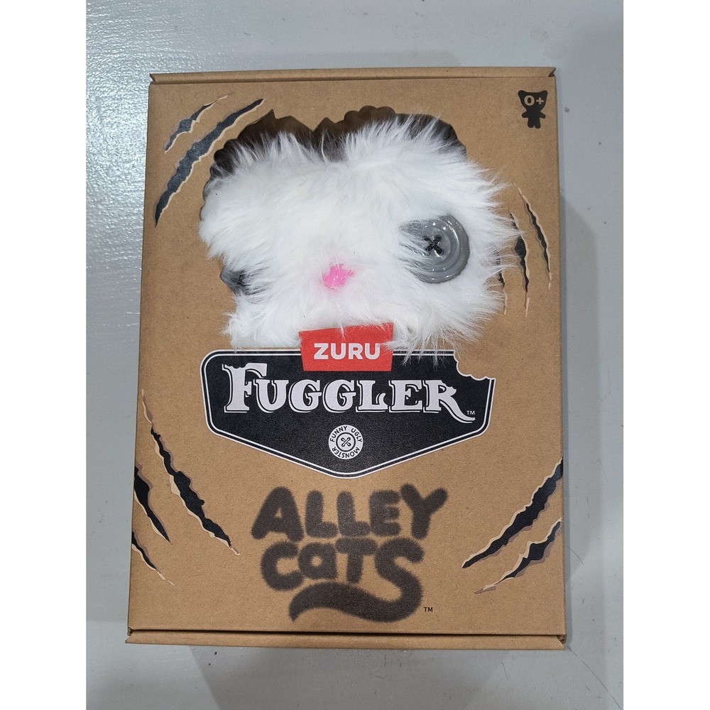 Zuru Fuggler Alley Cats Prickly Pete White Plush Monster Button Eyes 15752G NEW